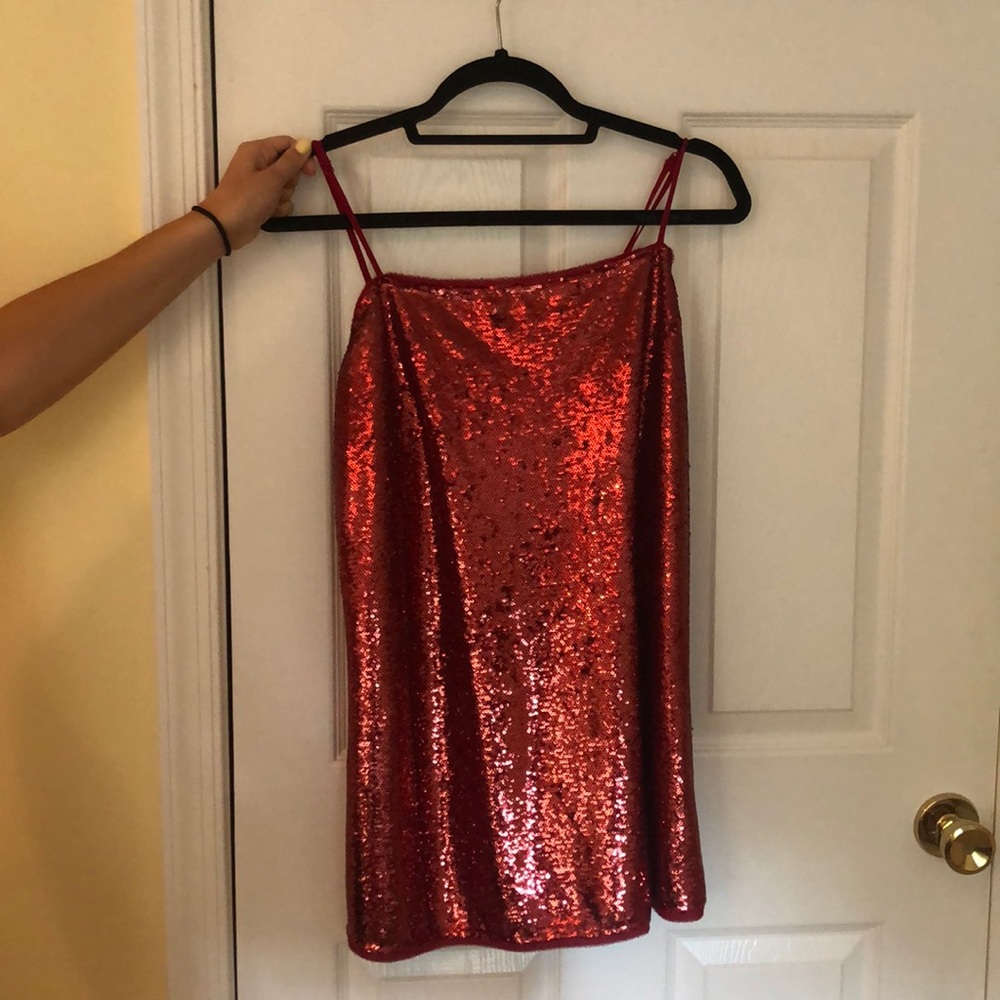 NWT FREE PEOPLE RED SEQUIN DRESS
